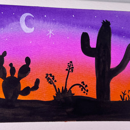 Watercolor Cactus 5x7 Original