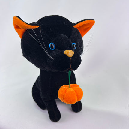 Kuddle Me Toys 8” Black Cat with Pumpkin, Halloween: Orphan