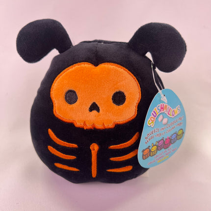 Squishmallows 4" Scrapper Orange Black Skeleton Dog, Halloween: NWT