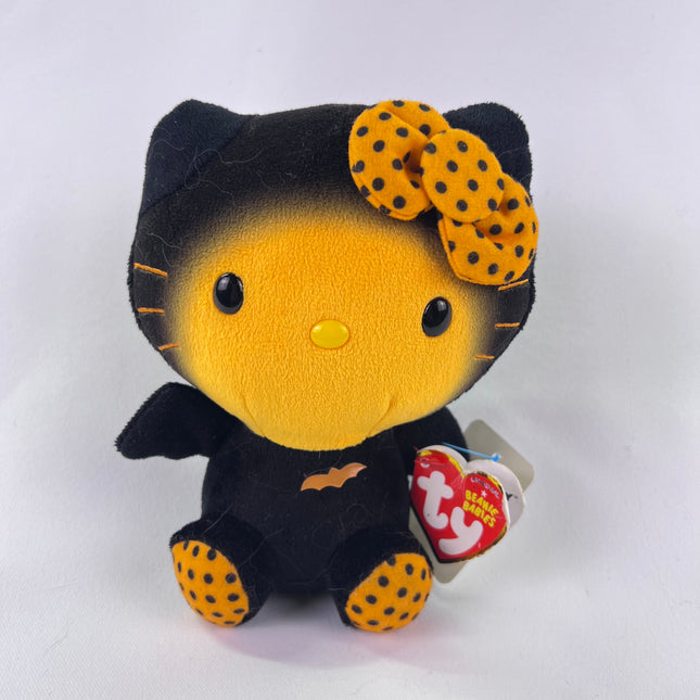 TY 6” Hello Kitty, Halloween, Black and Orange Bat Costume, Sanrio With Tags
