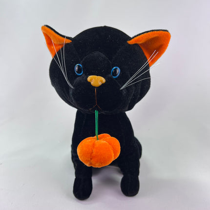 Kuddle Me Toys 8” Black Cat with Pumpkin, Halloween: Orphan