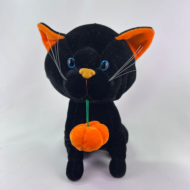 Kuddle Me Toys 8” Black Cat with Pumpkin, Halloween: Orphan