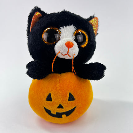 TY 6” Edgar Black Cat with Jack-O-Lantern, Halloween: Orphan