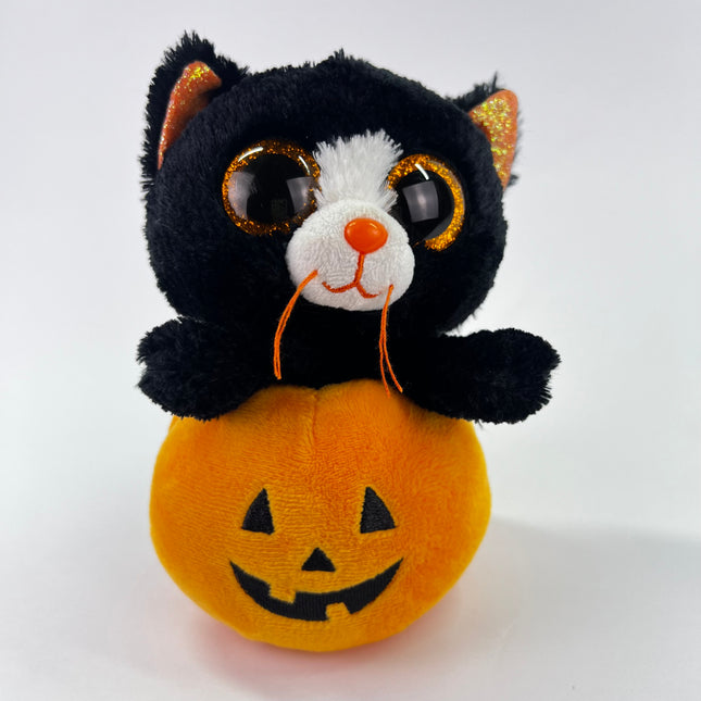 TY 6” Edgar Black Cat with Jack-O-Lantern, Halloween: Orphan