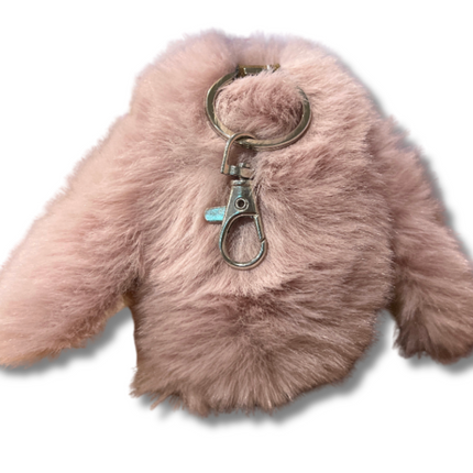 Soft Faux Fur Bunny Rabbit Keychain Purse Charm Dusty Violet Fluffy Plush Key Ring