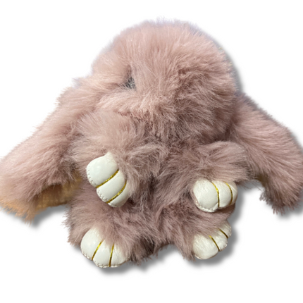 Soft Faux Fur Bunny Rabbit Keychain Purse Charm Dusty Violet Fluffy Plush Key Ring